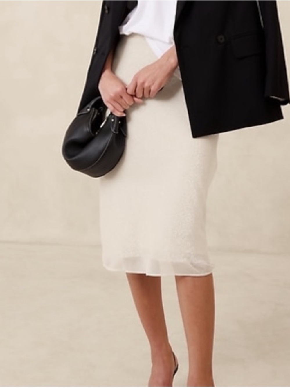 Banana Republic Cream Midi Pencil Skirt